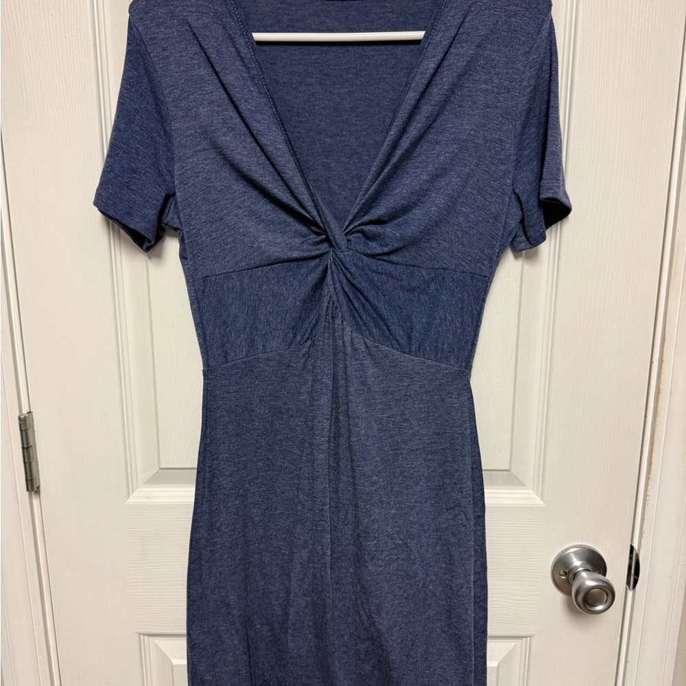 SHEIN Navy Twist-Front Midi Dress